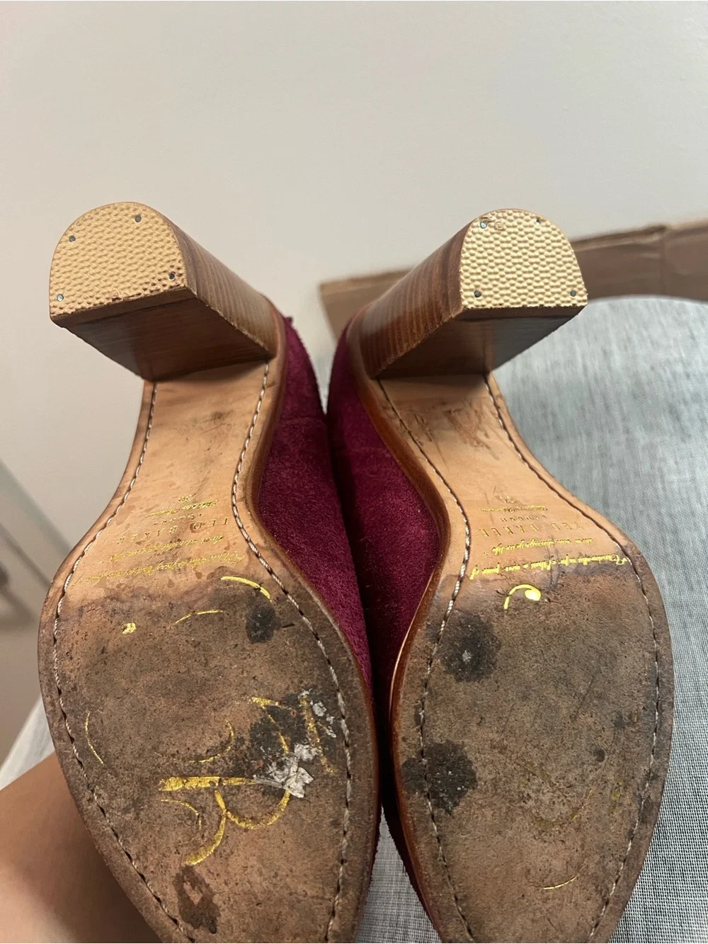 Ted Baker London Lorca 2 Burgundy Suede Block Heel Ankle Boots (36/5.5) EUC